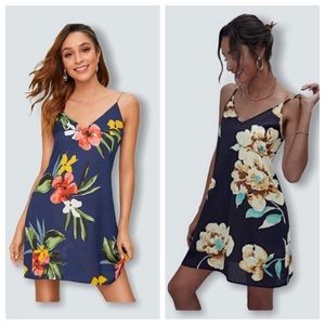 Bundle of 2 SHEIN Floral Print Dark Blue & Navy Blue Cami Dresses